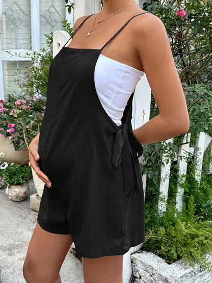 2026 New Maternity Suspender Pants - Summer Lightweight Loose Knee-Length Culottes with Adjustable Waistband for Pregnancy, Trendy Boho Maternity Overalls