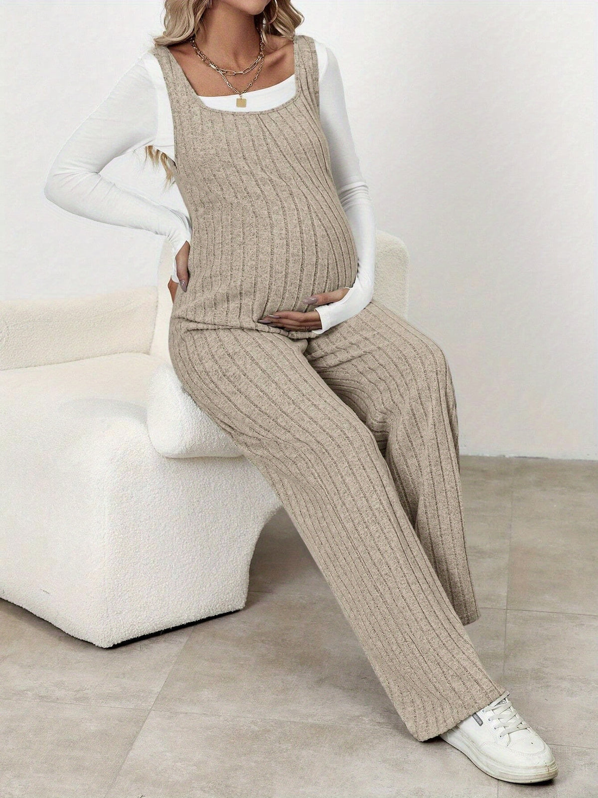 2026 New Maternity Straight-Leg Jumpsuit - High-Stretch Casual Overalls for Winter, Elegant Pregnancy Workwear (Top Not Included)