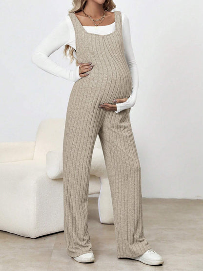 2026 New Maternity Straight-Leg Jumpsuit - High-Stretch Casual Overalls for Winter, Elegant Pregnancy Workwear (Top Not Included)