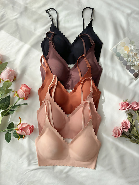 2026 New 5pcs Set Seamless Barely There Bralettes - Elegant Breathable Wireless Sleepwear