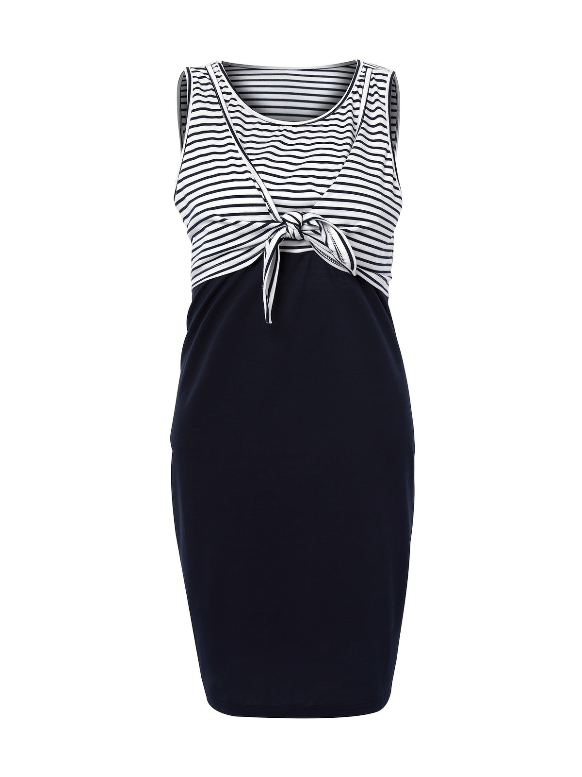 2026 New Nursing & Maternity A-Line Dress - Sleeveless Striped Color-Block Pregnancy Dress, Round Neck Knee-Length Breastfeeding Fashion for Spring/Summer