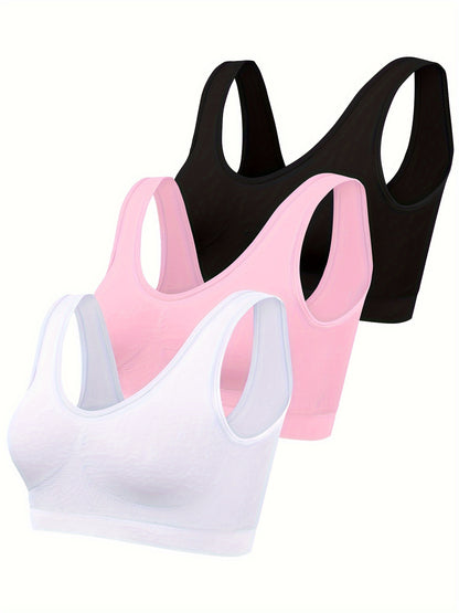 2026 New 3-Pack Women's Seamless Comfort Sports Bras - Ultra-Thin Single-Layer Unpadded Bralettes