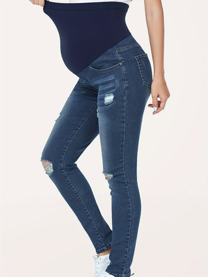 2026 New Over-The-Belly Maternity Skinny Jeans - High-Waist Slim Stretch Denim Pants with Functional Pockets