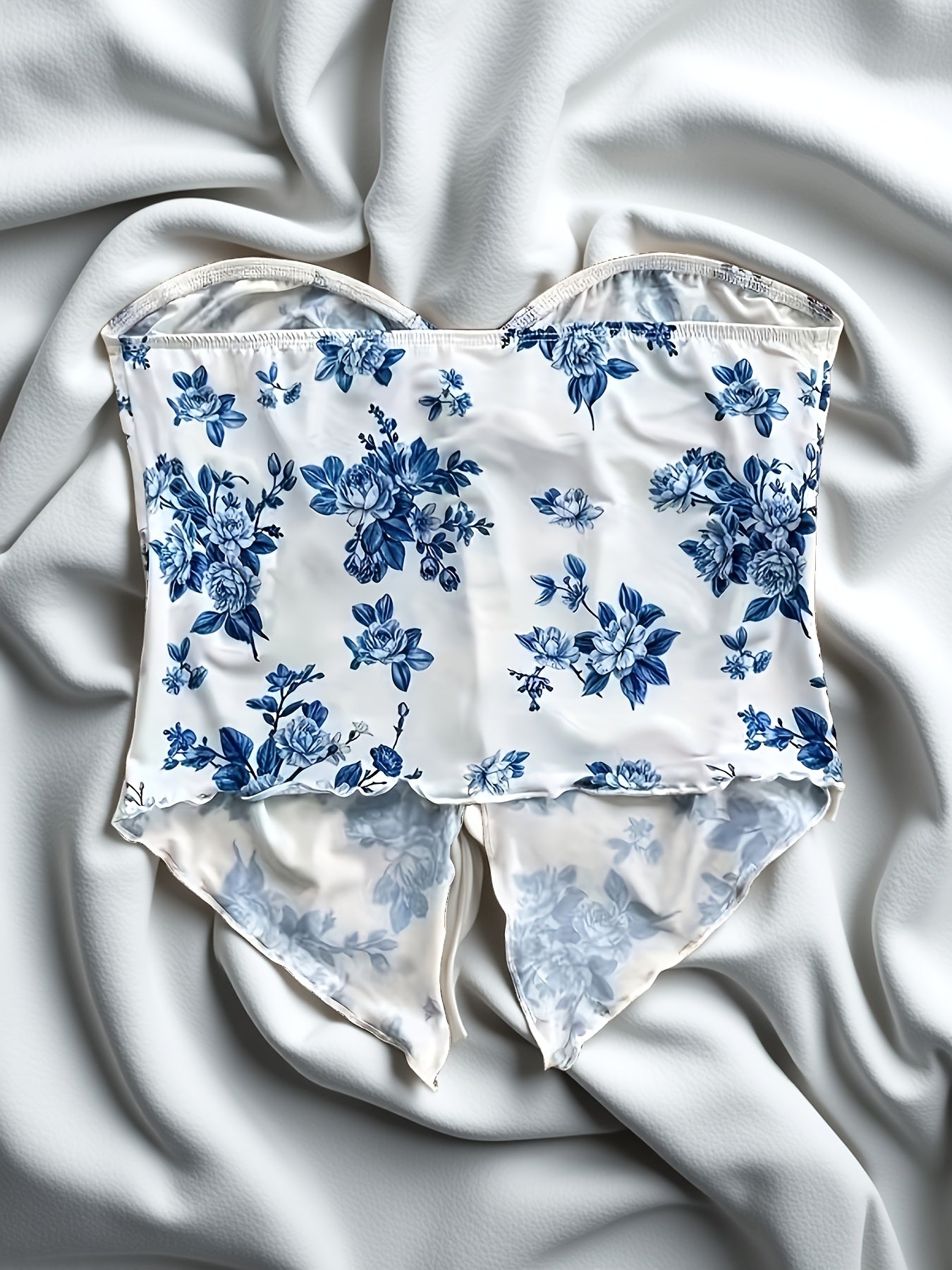 2026 New Directional Fashion Floral Strapless Top - Elegant Ruched Bandeau Summer Top, Chic Botanical Print Boob Tube for Festivals & Night Out