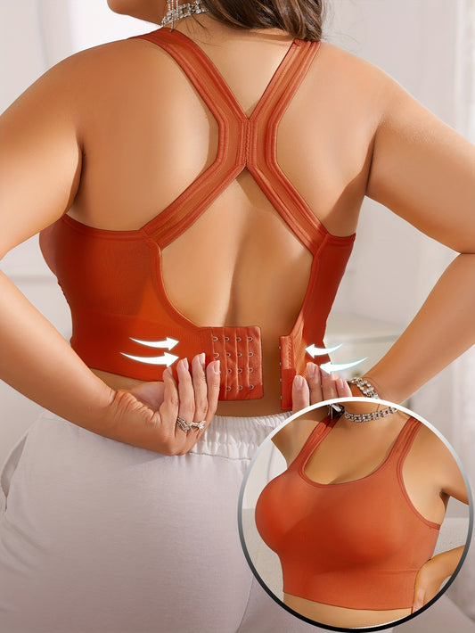 2026 New Wire-Free Plus Size Breathable Bra - High-Performance Anti-Sagging Racerback Yoga Top