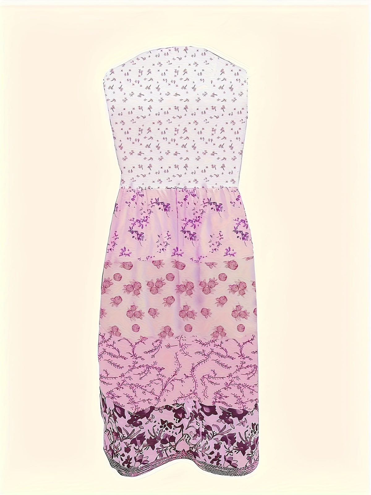 2026 New Plus Size Elegant A-Line Maxi Dress - Sleeveless Ruffled Hem & Light Purple Floral Print
