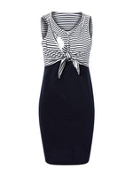 2026 New Nursing & Maternity A-Line Dress - Sleeveless Striped Color-Block Pregnancy Dress, Round Neck Knee-Length Breastfeeding Fashion for Spring/Summer