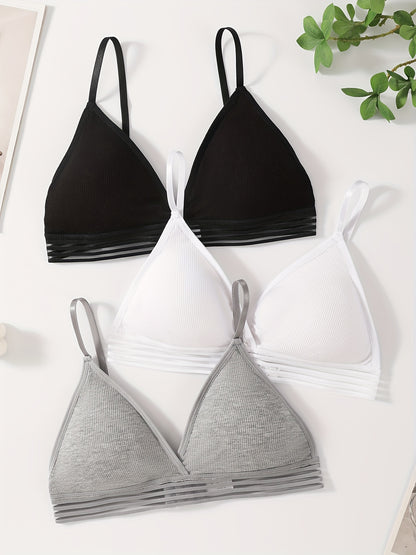 2026 New 3-Pack Women's Ribbed Seamless Bra Set - Breathable Comfort Bralettes for Gym, Yoga & Everyday Wear