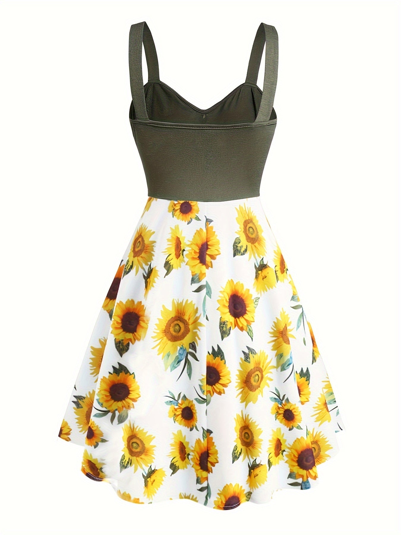 2026 New Sunflower Patchwork Print Tank Dress - Casual Sleeveless A-Line Summer Dress, Breathable Boho Sundress for Beach & Vacation