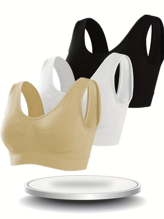 2026 New 3pcs Women's Wireless Sports Bras - Single Layer Medium Cami Gym Bras